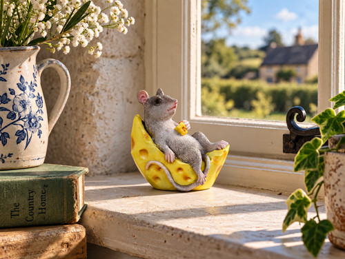 Quirky mouse eating cheese - eating,